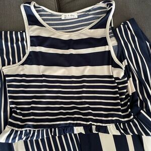 Navy and White Vertical Stripe Maxi dress